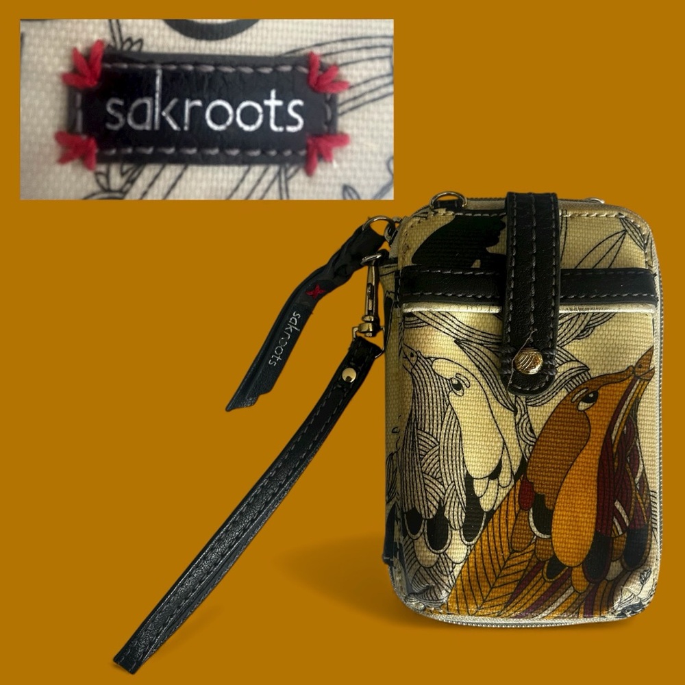 Sakroots Wristlet Wallet Crossbody Convertible Fair Condition Bird Print Boho